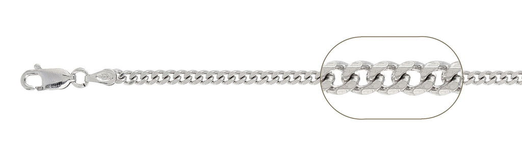 Sterling Silver Super Flat High Polished Diamond Cut Curb 2.8mm-080 Chain with Lobster Clasp Closure