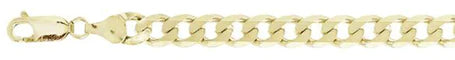 Sterling Silver Yellow Gold Plated Curb 180-7mm Chain with Lobster Clasp