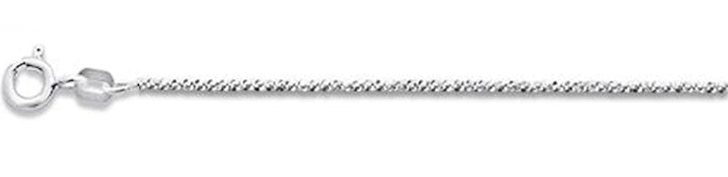 Sterling Silver Rhodium Plated Crisscross Chain 030 1.8mm with Lobster Clasp