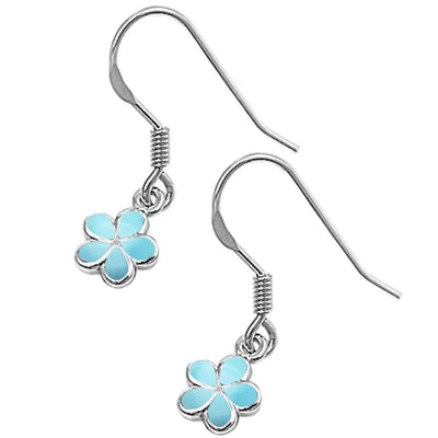 Sterling Silver Natural Larimar Plumeria Earrings