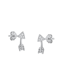 Load image into Gallery viewer, Sterling Silver Rhodium Plated Arrow Stud Earrings