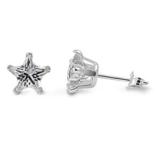Load image into Gallery viewer, Sterling Silver Star Simulated Diamond Stud Earring Set on High Quality Stamping Setting &amp; Friction Style Post