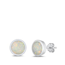 Load image into Gallery viewer, Sterling Silver Lab Opal Studs Round Earrings