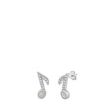 Sterling Silver Stud Musical Note Earrings