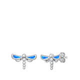 Sterling Silver Stud Dragonfly Earrings