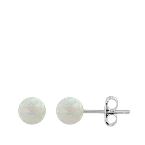 Sterling Silver Lab Opal Ball Earrings