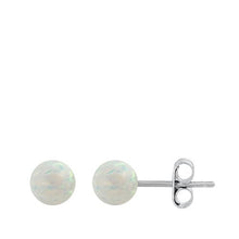 Load image into Gallery viewer, Sterling Silver Lab Opal Ball Earrings