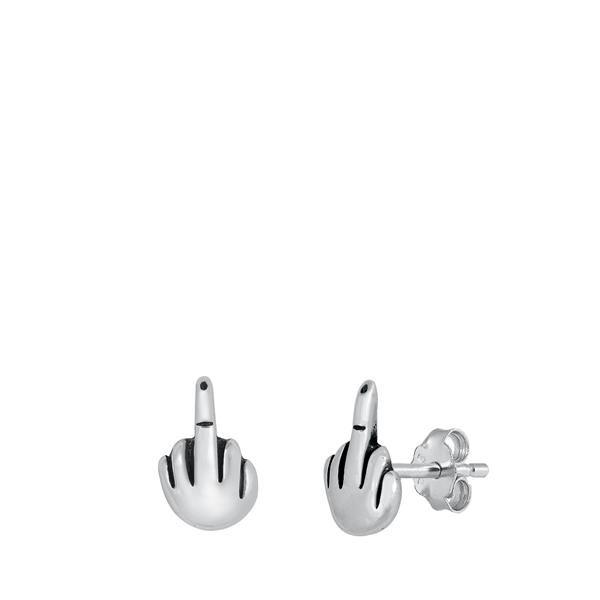 Sterling Silver Stud Middle Finger Earrings