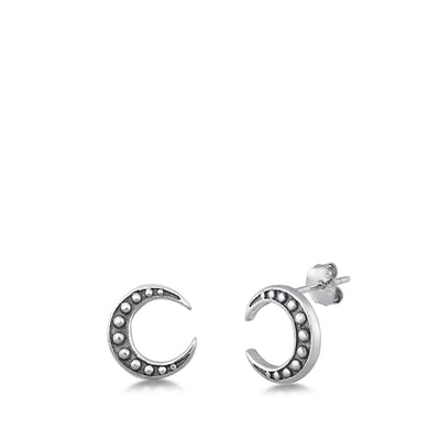 Sterling Silver Crescent Moon Small Stud Earrings