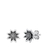 Sterling Silver Stud Sunflower Earrings