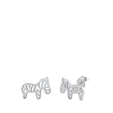 Load image into Gallery viewer, Sterling Silver Stud Zebra Earrings