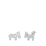 Sterling Silver Stud Zebra Earrings