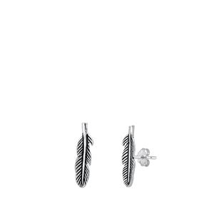 Sterling Silver Feather Stud Earrings