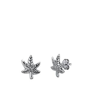 Sterling Silver Leaves Stud Earrings