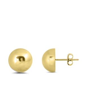 Sterling Silver Gold Plated Half Ball Stud
