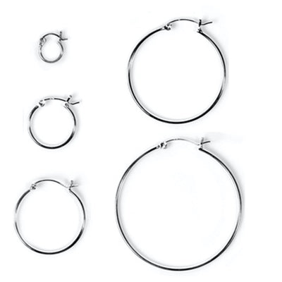 Sterling Silver Elegant 1.5MM Hoop Earrings with Classy Snap Post Closure