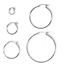 Load image into Gallery viewer, Sterling Silver Elegant 1.5MM Hoop Earrings with Classy Snap Post Closure