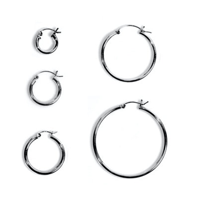 Sterling Silver 3MM Hoop Earrings with Classy Snap Post Closure
