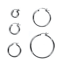 Load image into Gallery viewer, Sterling Silver Elegant 3MM Hoop Earrings with Classy Snap Post Closure
