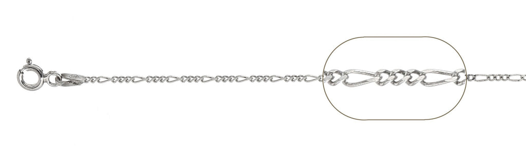 Italian Solid Sterling Silver Fancy Figaro Link Chain 040-1.5 mm with Spring Ring Clasp Closure