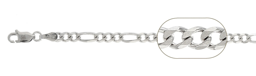Sterling Silver Super Flat Figaro 4mm-100 Chain