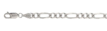 Load image into Gallery viewer, Italian Sterling Silver Flat Figaro Chain 140- 6 mm with Lobster Claw Clasp Closure