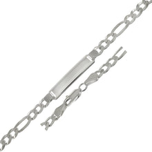 Load image into Gallery viewer, Sterling Silver 5MM Flat Figaro Italian ID Bracelet, 7 inches
