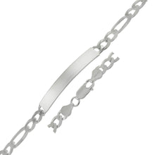 Load image into Gallery viewer, Sterling Silver 6.5mm Flat Figaro ID Bracelet