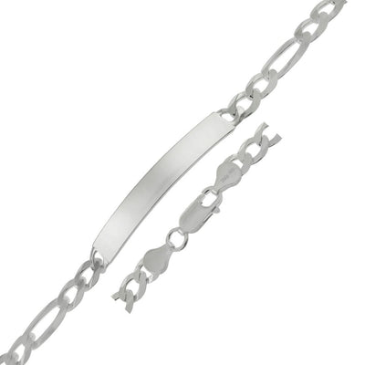 Sterling Silver Flat Figaro 150-6.5mm ID Bracelet, Width 7mm