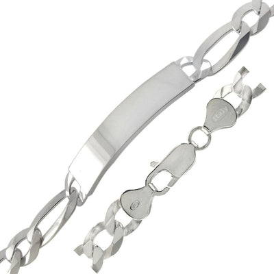 Sterling Silver Flat Figaro 200-9mm ID Bracelet, Width 9.3mm