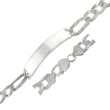 Load image into Gallery viewer, Sterling Silver 11mm Flat Figaro ID Bracelet