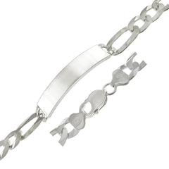 Sterling Silver Flat Figaro 250-10.7mm ID Bracelet