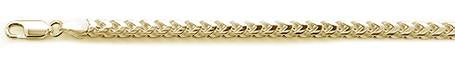 Italian Sterling Silver Gold Plated Franco Bracelet 7.2 MM with Lobster Clasp Closure