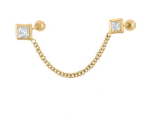 Load image into Gallery viewer, 14K Yellow Gold Bezel Edge Chain Earrings