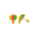 14K Yellow Gold Hot Air Balloon Earrings