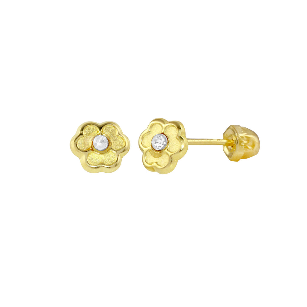 14K Yellow Gold Flower Earrings