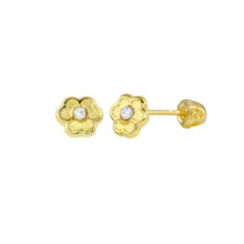 Load image into Gallery viewer, 14K Yellow Gold Flower Earrings