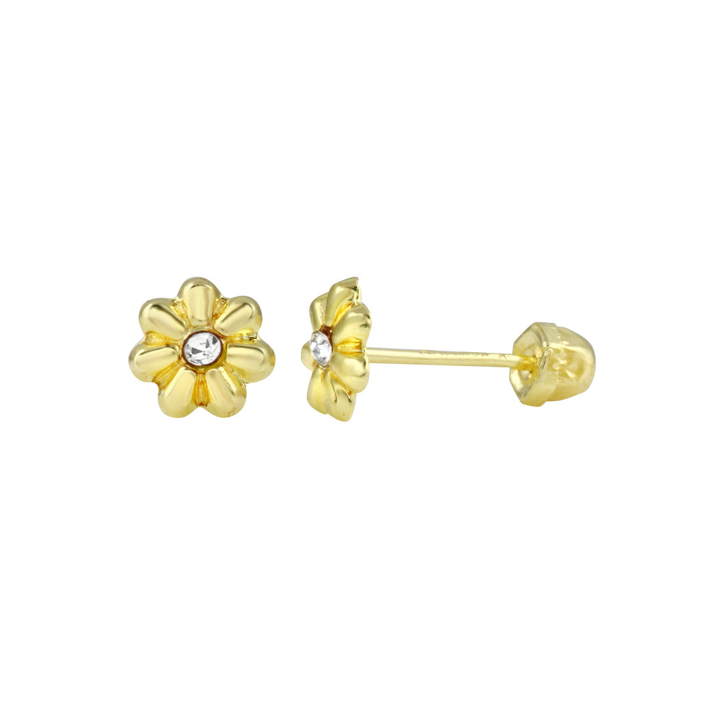 14K Yellow Gold Daisy Earrings