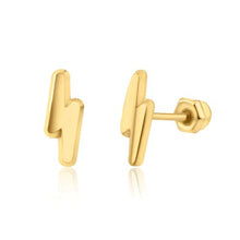 Load image into Gallery viewer, 14K Yellow Gold Lightning Stud Screw Back Earrings