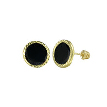 Load image into Gallery viewer, 14K Yellow Gold Clear Bezel Round Stud Screw Back Earrings