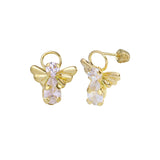14K Yellow Gold Angel CZ Earrings