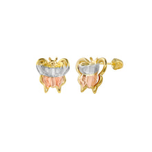 Load image into Gallery viewer, 14K Tricolor Gold Butterfly Earrings