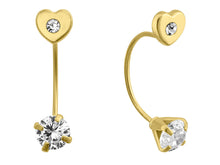 Load image into Gallery viewer, 14K Yellow Gold Heart Cubic Zirconia Telephone Earrings