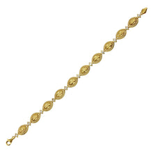 Load image into Gallery viewer, Sterling Silver Gold Plated Oval CZ Mary Link Tennis Bracelet