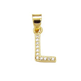Sterling Silver Small Initial 'L' CZ Gold Plated Pendant