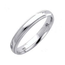 Load image into Gallery viewer, 14K White Gold 4MM Classic Comfort Fit Wedding Band with Milgrain Edging