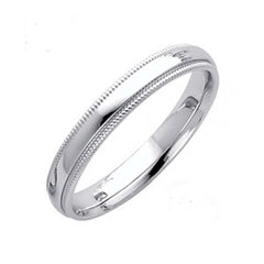 14K White Gold 7MM Classic Comfort Fit Wedding Band with Milgrain Edging