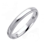 14K White Gold 8MM Classic Comfort Fit Wedding Band with Milgrain Edging