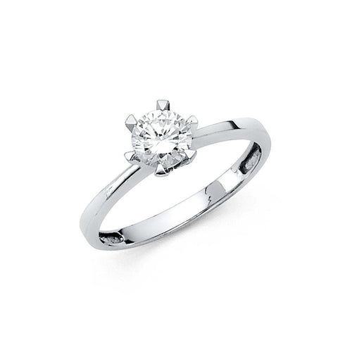14K White Gold Polished Clear CZ Engagement Ring