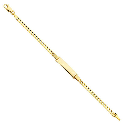 14K Yellow Gold Cuban Baby ID Bracelet